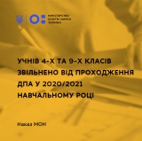 Звільнення від ДПА учнів 4, 9- х класів у 2020-2021н.р. Звільнення від ДПА учнів 4, 9- х класів у 2020-2021н.р.